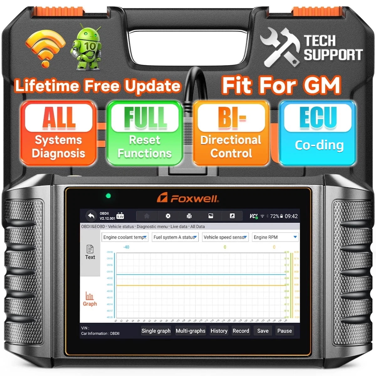 FOXWELL NT710 OBD2 Scanner Automotive Bidirectional Diagnostic Scan Tool All System Scanner ECU Co-ding All Reset Functions All OBD2 Modes Car OBDII Code Reader,Upgraded of NT510E, 5.5" Touchscreen