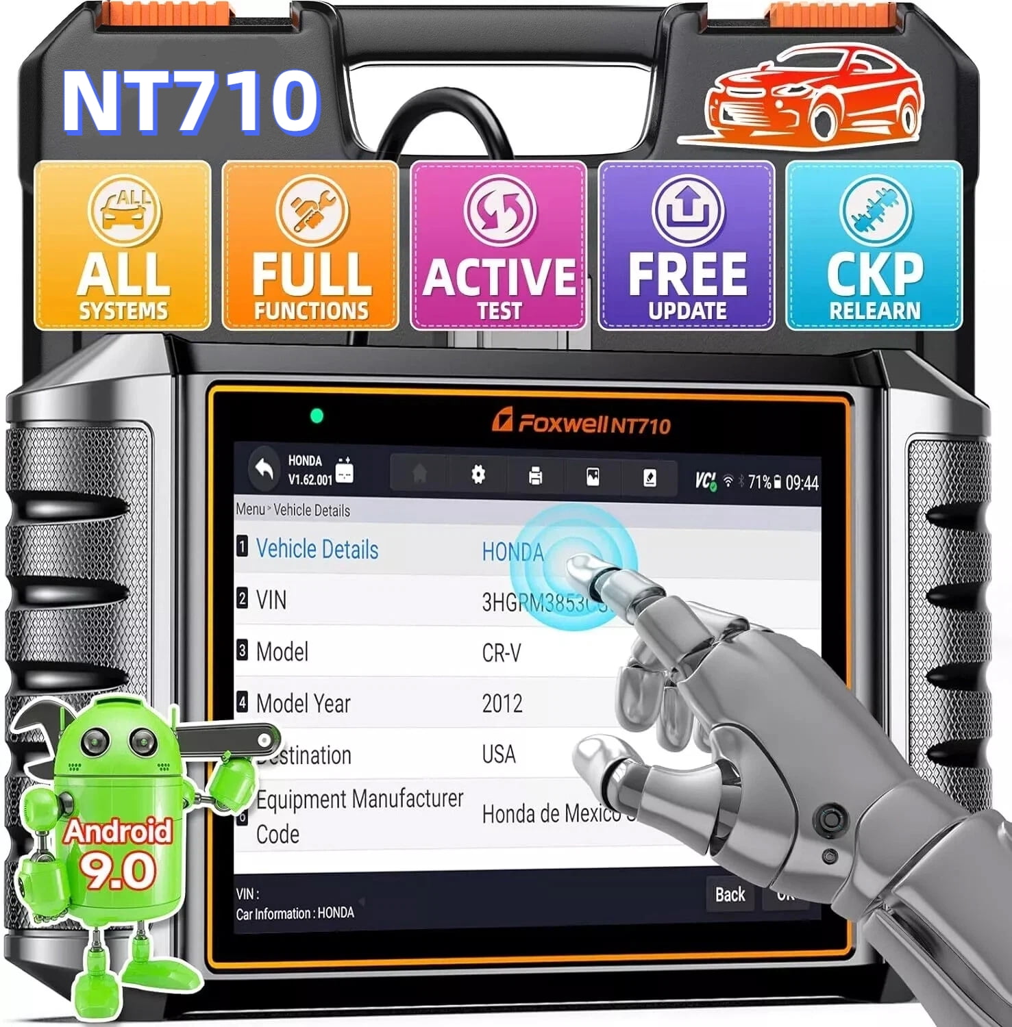 FOXWELL NT710 OBD2 Scanner Automotive Bidirectional Diagnostic Scan Tool All System Scanner ECU Coding All Reset Functions All OBD2 Modes Car OBDII Code Reader,Upgraded of NT510, 5.5 inch Touchscreen