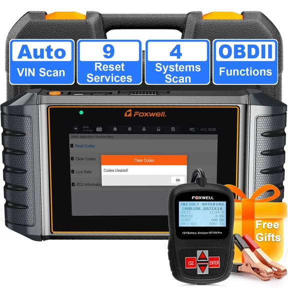 FOXWELL NT716 OBD2 Scanner Automotive Diagnostic Scan Tool Check Engine Transmission ABS SRS 9 Service Reset ABS SAS BMS Injector DPF TPMS TPS EPB Oil Reset,OBD2 Code Reader,Gift:BT100 Battery Tester