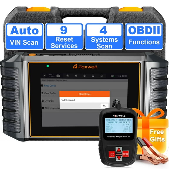 FOXWELL NT716 OBD2 Scanner Automotive Diagnostic Scan Tool Check Engine Transmission ABS SRS 9 Service Reset ABS SAS BMS Injector DPF TPMS TPS EPB Oil Reset,OBD2 Code Reader,Gift:BT100 Battery Tester