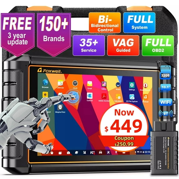 FOXWELL NT909 OBD2 Scanner Wireless Bidirectional Full System Scan Tool With 30+ Resets ECU Cod-ing, CAN FD & DOIP FCA AutoAuth 3 Years Free Update Upgrade of NT809 BT