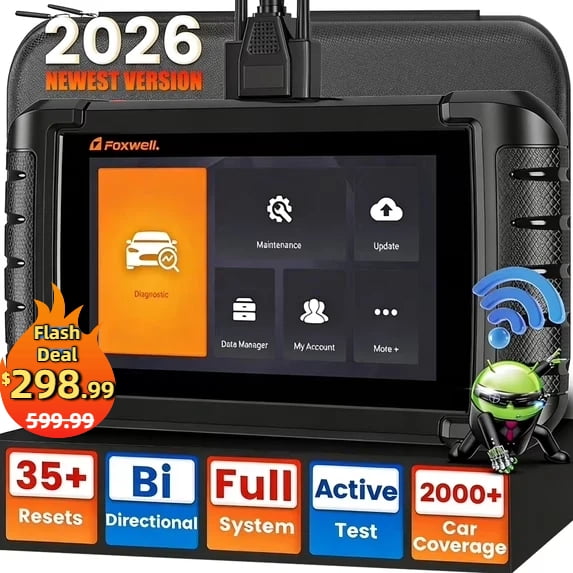 FOXWELL NT809 Car Diagnostic Scan Tool OBD2 Scanner Bi-Directional & Active Test Full System Code Reader with 30+ Maintenances 3-Year Update