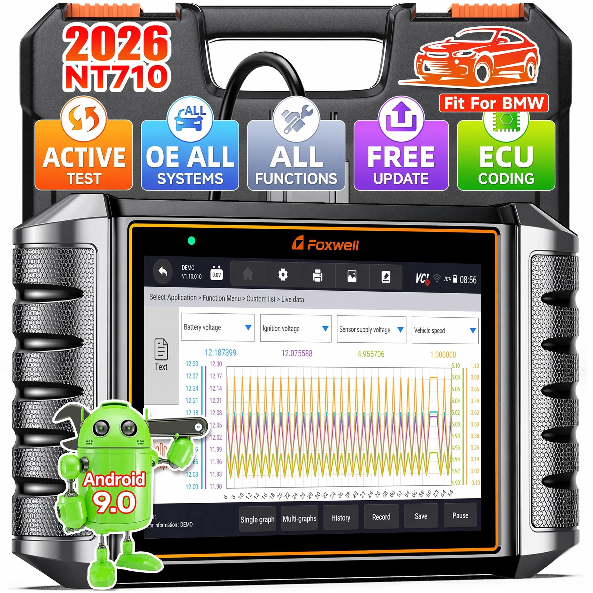 Free Shipping! Foxwell NT710 OBD2 Scanner Full System Bi-Directional ...