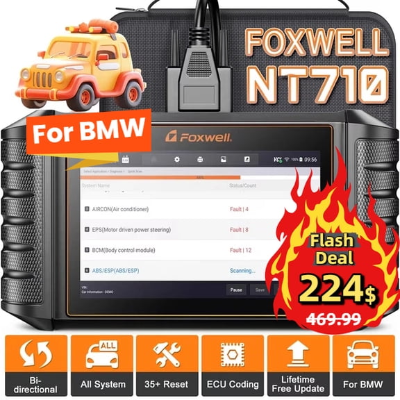 FOXWELL OBD2 Scanner Fits for BMW MINI ROLLS ROYCE Full System Bi-Directional Scan Tool Active Test 30+ Reset Code Reader Car Diagnostic Tool