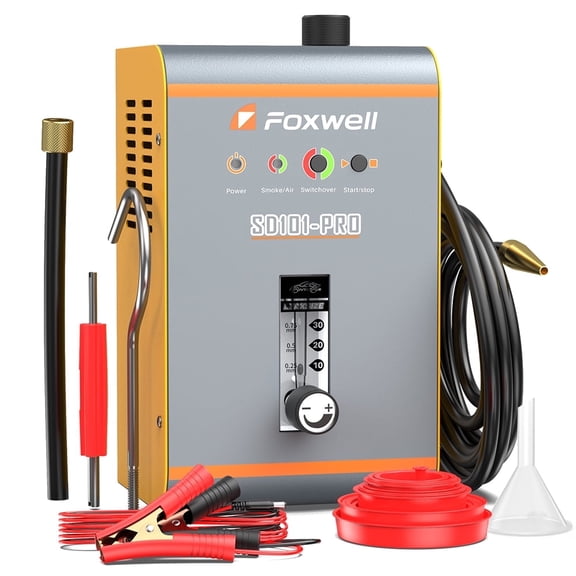 FOXWELL SD101 PRO Automotive Smoke Machine Car Smoke Leak Detector EVAP Test Leakage Locator Analyzer Built-in Air Pump Dual Mode with Flowmeter,For All Systems All Pipelines,Upgraded of SD101