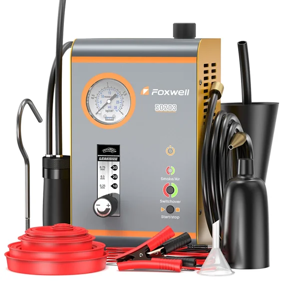 FOXWELL SD203 Automotive Smoke Machine with Pressure Gauge & Flow Meter, All Systems EVAP Vacuum Leak Detector