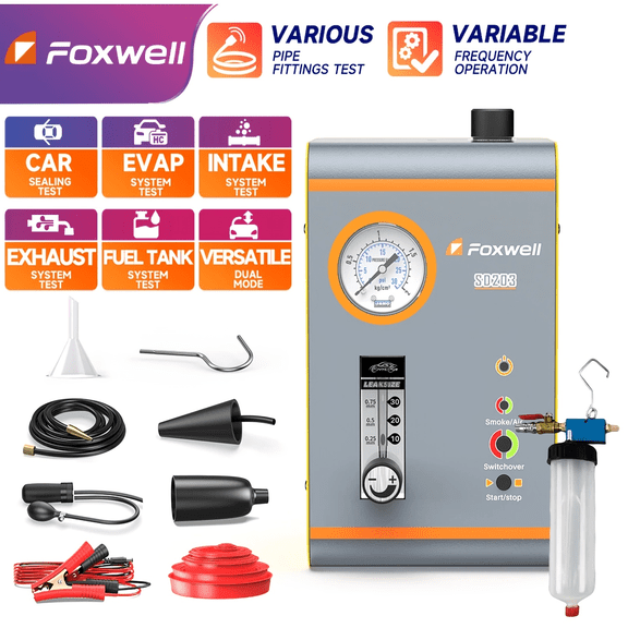FOXWELL SD203 Professional Automotive Diagnostic Smoke Machine Leak Detector+Brake Fluid Extractor Kits