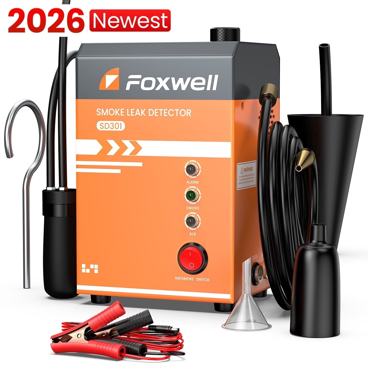 FOXWELL SD301 (Upgrade of SD201) Automotive Smoke Leak Detector with Built-in Air Pump, Car EVAP Smoke Machine Fuel Oil Pipe Leak Detector Diagnostic Tool