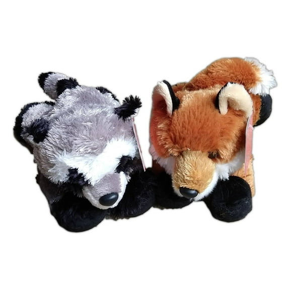 FOXXIE Red Fox & RASCAL Raccoon Mini Flopsie 8" Stuffed Animal Plush by Aurora