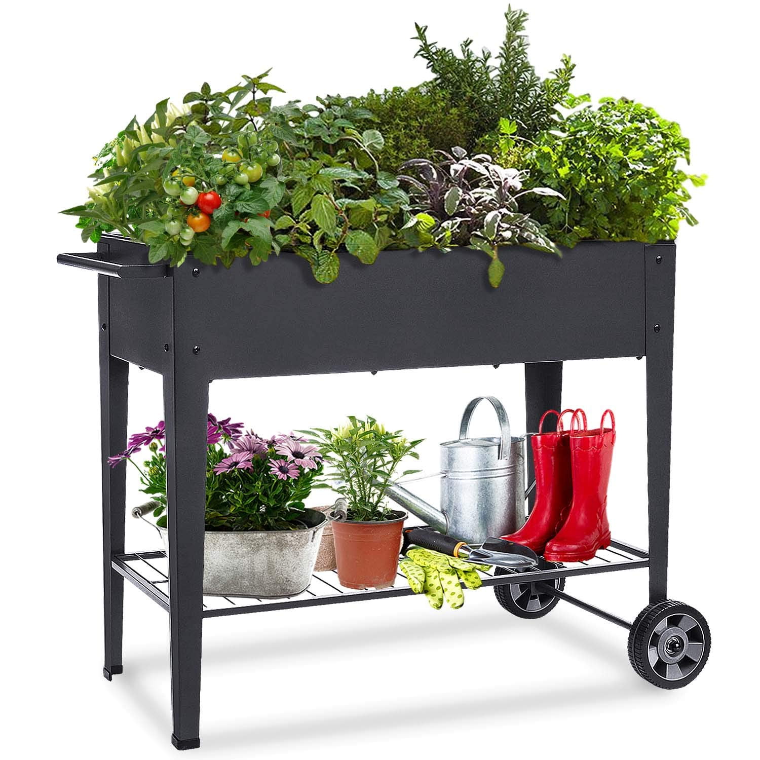 FOYUEE Galvanized Raised Garden Beds, 8x4x1ft, for Vegetables Large Metal  Planter Box Steel Kit Flower Herb Flowers 
