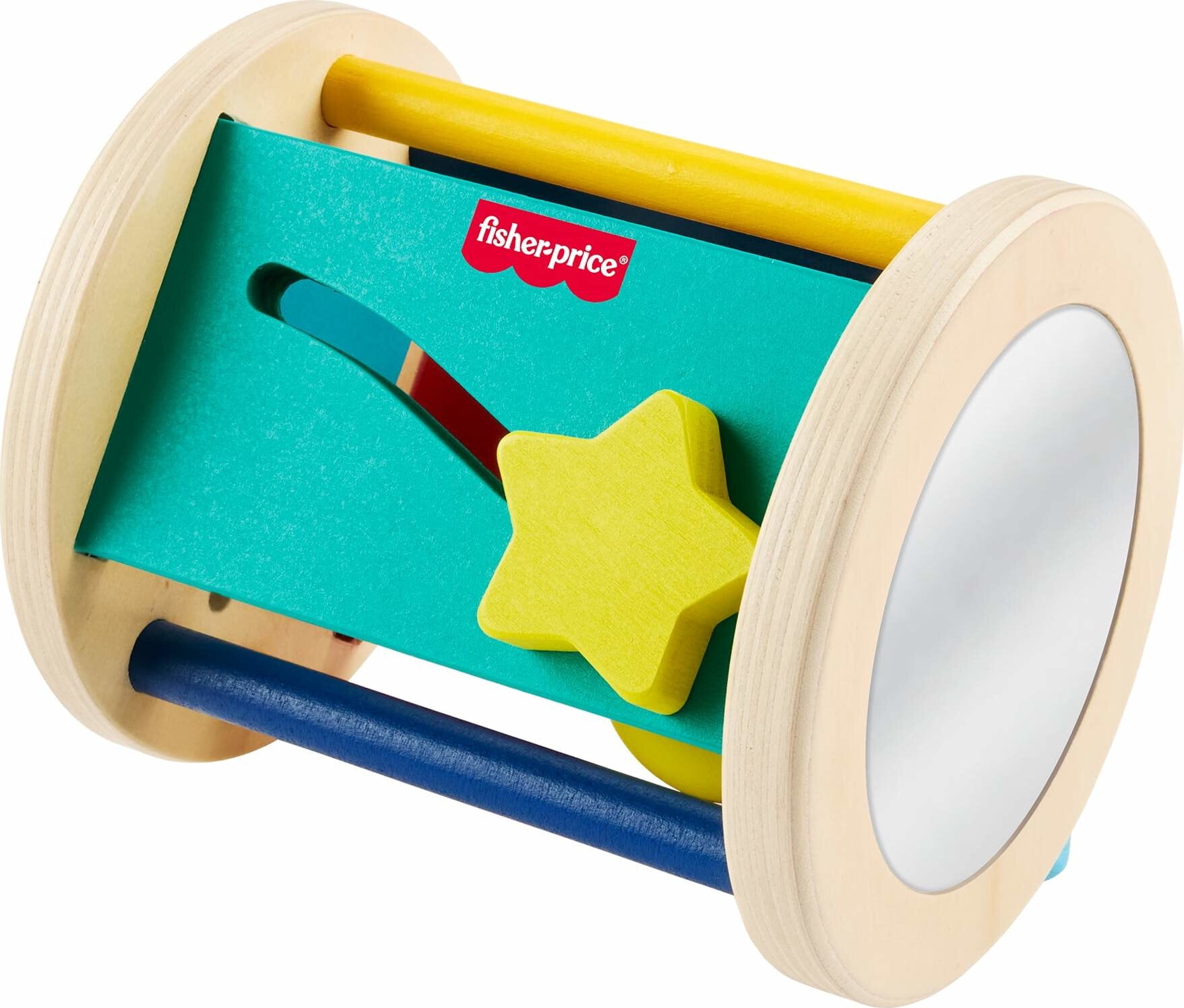 Fisher-Price Wooden Crawl After Roller Baby Activity Toy for Sensory & Motor Skills Development