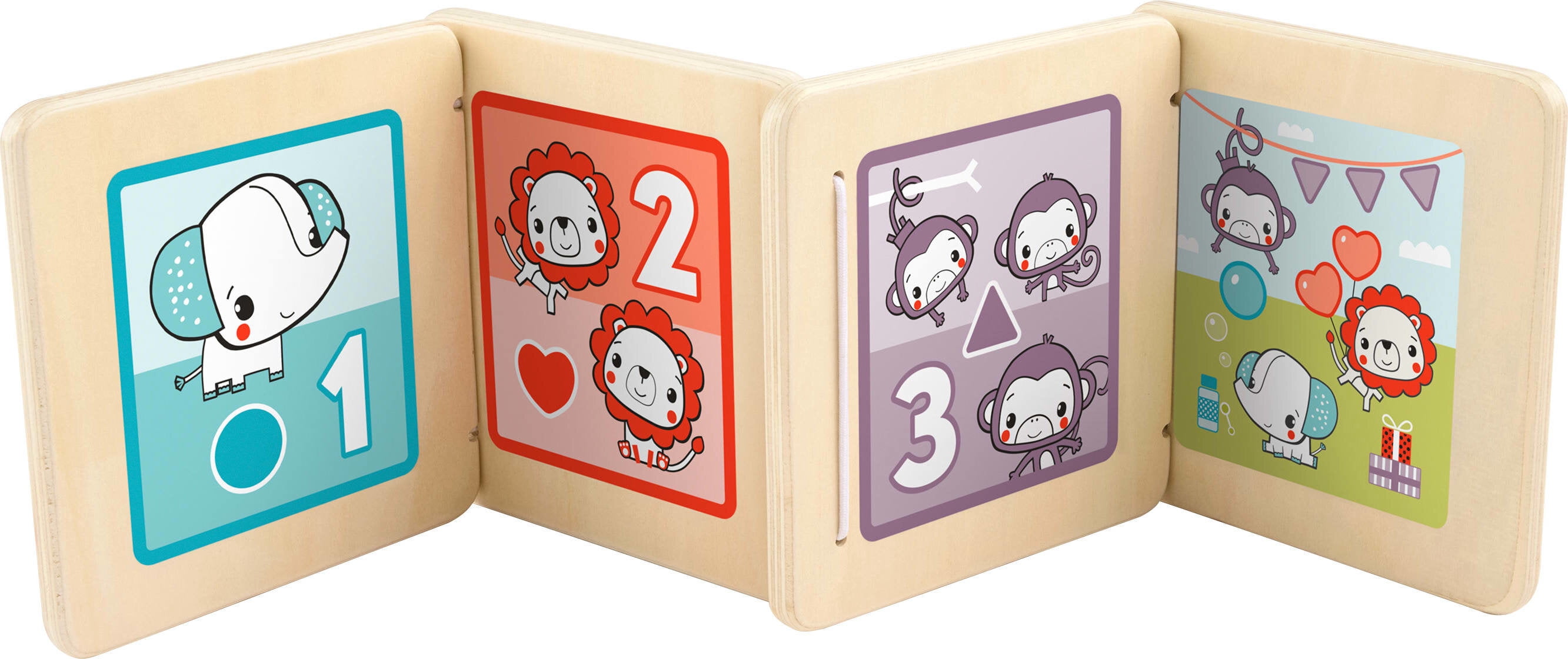 Fisher-Price Wooden Tummy Time Panel, Newborn Activity Toy with Mirror & High Contrast Designs