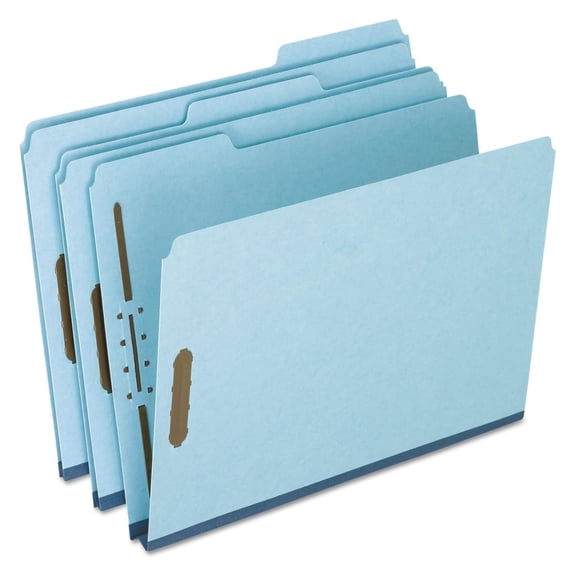 FP213 Pressboard Folders, 2 Fasteners, 1-Inch Expansion, 1/3 Tab, Letter, Blue, 25/Box