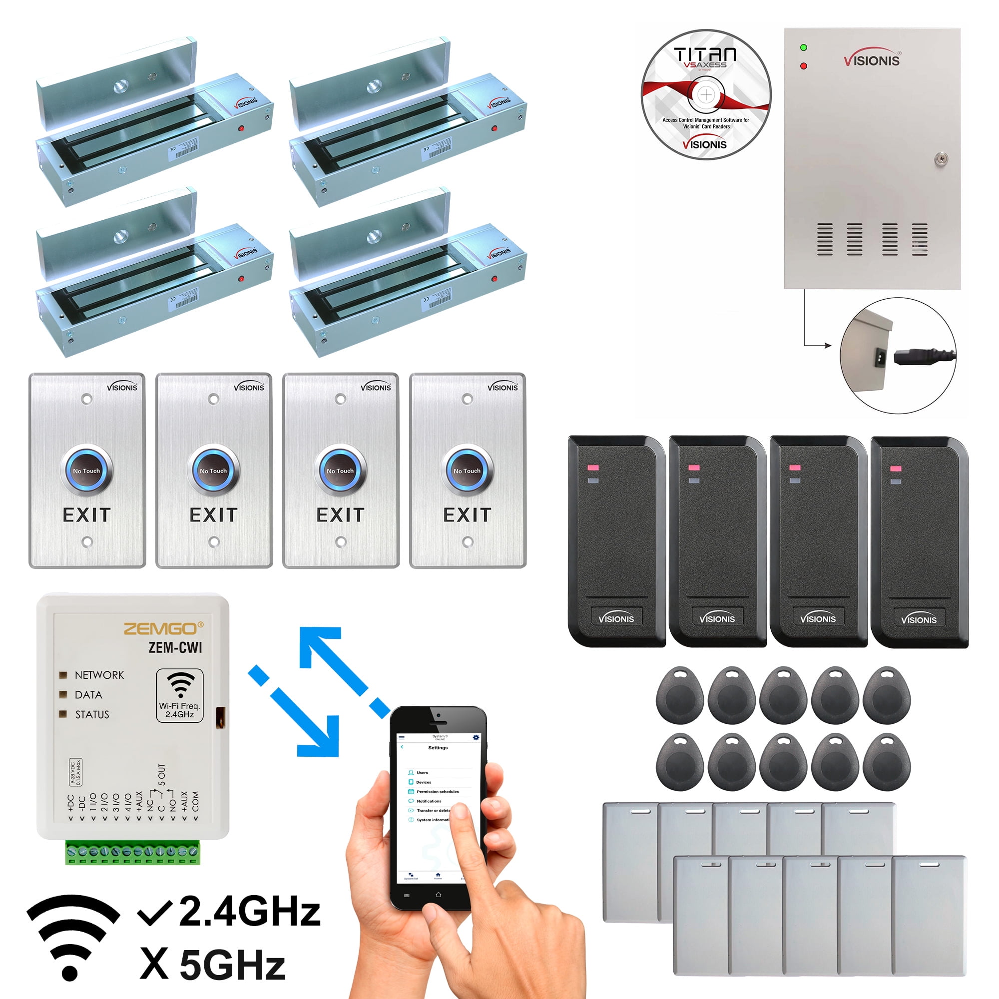 FPC-8479 Smart Mobile WIFI Controller Four Doors Access Control, Android +  Apple App, Web Browser + Remote Viewing, Out Swinging Door 1200lb Maglock,  Outdoor Card Reader, Panel W/ Software - Walmart.com