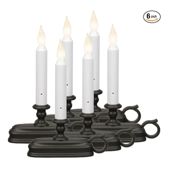 FPC1525A-R6 Battery Operated LED Window Candle with New Hot Spot Technology and Dusk to Sensor and Choice of Amber or White Flame, Aged Bronze/Black Finish (Pack of 6)