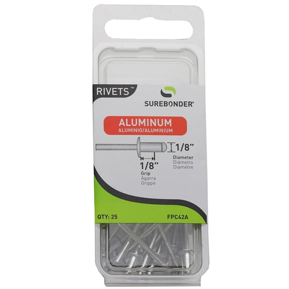 FPC42A Short Aluminum Rivets - 1/8" Diameter, 1/8" Grip - 25 Count