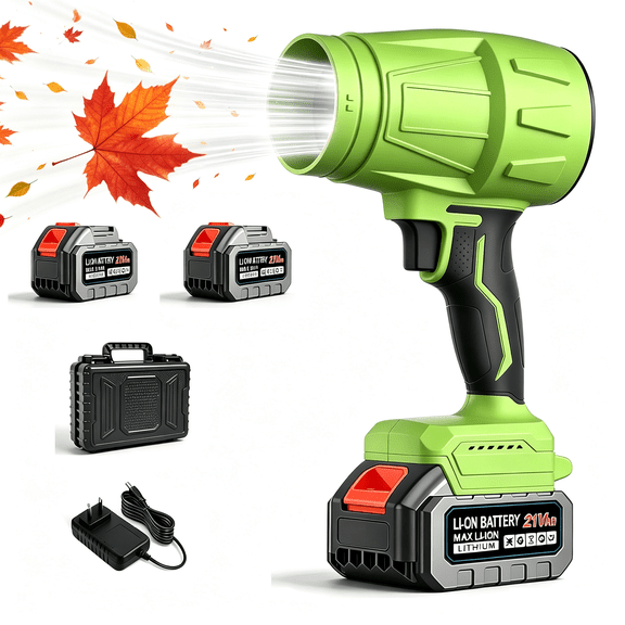 FPCYCG Cordless Leaf Blower with 26.0Ah Batteries - 990000 RPM 21V Handheld Electric Leaf Blower for Patio Cleaning, Car Drying, Leaves and Dust