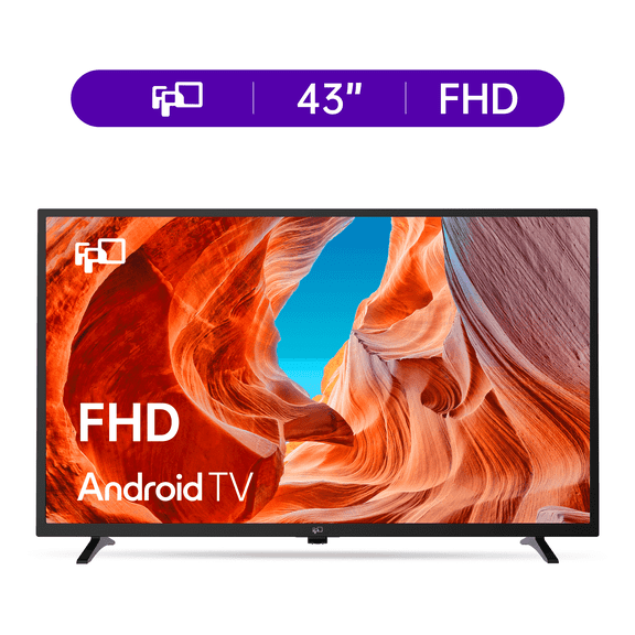 FPD 43-inch Smart TV, 1080P FHD Android TV with Google Play Built-in Chromecast, Dolby Audio, Hdr 10, Flat Television with Assistant Voice Control