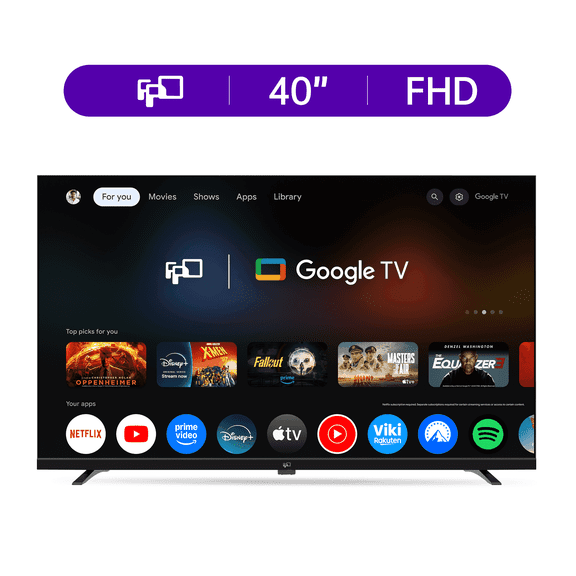 FPD 40-inch Smart TV, 1080P Fhd LED Google TV with Google Play/Cast, Google Assistant Voice Control, Dolby Audio, HDR10, Flat Screen