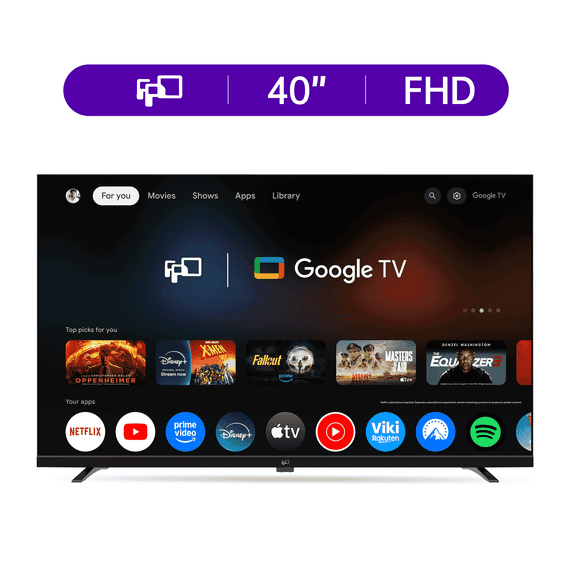 FPD 40-inch Smart TV, 1080P Fhd LED Google TV with Google Play/Cast, Google Assistant Voice Control, Dolby Audio, HDR10, Flat Screen