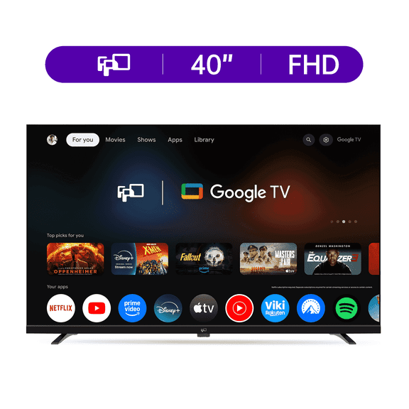 FPD 40-inch Smart TV, 1080P Fhd LED Google TV with Google Play/Cast, Google Assistant Voice Control, Dolby Audio, HDR10, Flat Screen