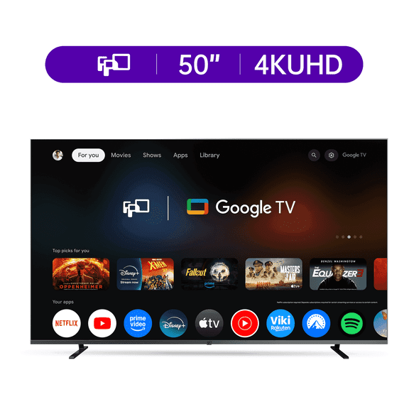 FPD 50-inch Smart TV, 4K UHD Google TV with Google Play Built-in Google Cast , Dolby Audio, Hdr 10, Flat Television with Assistant Voice Control