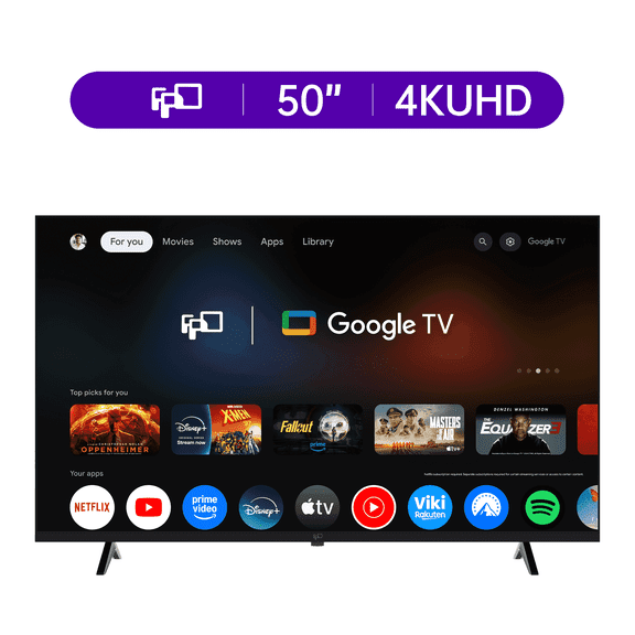 FPD 50-inch Smart TV, 4K UHD Google TV with Google Play Built-in Google Cast , Dolby Audio, Hdr 10, Flat Television with Assistant Voice Control