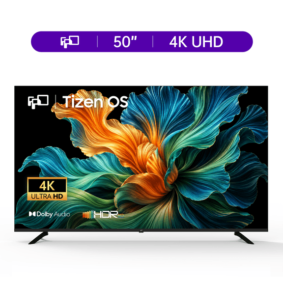 FPD 50-inch Smart TV, 4K UHD Compatible with Samsung TV Plus, Smartthings Built in Gaming Hub, Dolby Audio, Hdr10, Voice Control, Flat Television with Miracast