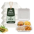 thumbnail image 1 of FPN   to Go Containers  3 Compartment 9x9  Compostable  Takeout Boxes  75 Pack Clamshell  Heavy-Duty Disposable Meal Prep Containers, 1 of 7