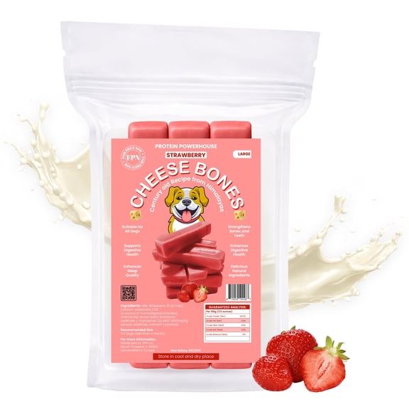 FPN Cheese Dog Chew Strawberry Himalayan Yak – Long Lasting Natural Dog Chews for Aggressive Chewers – High Protein Cow Milk Alternative Dental Chew – Low Lactose Healthy Dog Treat (Large)