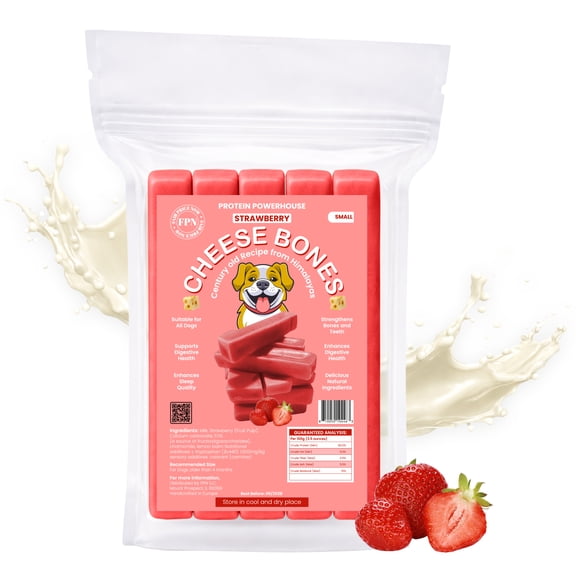FPN Cheese Dog Chew Strawberry Himalayan Yak – Long Lasting Natural Dog Chews for Aggressive Chewers – High Protein Cow Milk Alternative Dental Chew – Low Lactose Healthy Dog Treat (Small)