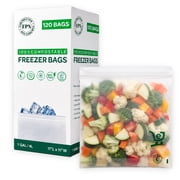 FPN Freezer Zip Bags, 120 Pack 11x11 Inches, Compostable Eco-Friendly Food Storage Bags, Durable, Leak-Proof Freezer-Safe Perfect for Snacks, Meals, Travel