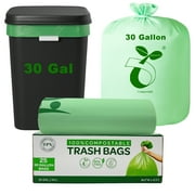 FPN Compostable Trash Bags (30 gallon) – 25 Pack, Handle-Tie, 0.67 Mil, 11.36L, Small Kitchen Food Scrap Waste Bags, Eco-Friendly, Tear-Resistant, Odor-Free, Durable & Convenient