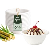 FPN Disposable Paper Bowls 200 Pack 6 oz, Compostable Heavy-Duty   Eco-Friendly, Bagasse Bowl for Soup, Salad, Dessert & More