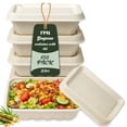 thumbnail image 1 of FPN Paper Box with Lid 25 oz Disposable Compostable – Eco-Friendly Biodegradable Takeout & To-Go Container, Microwave-Safe Food Storage, 150 ct Case, 1 of 9