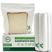 Compostable Sandwich Bags – 200 Pack 7"x7", Biodegradable, Leakproof, Freezer-Safe Zip Bags for Food Storage & Meal Prep