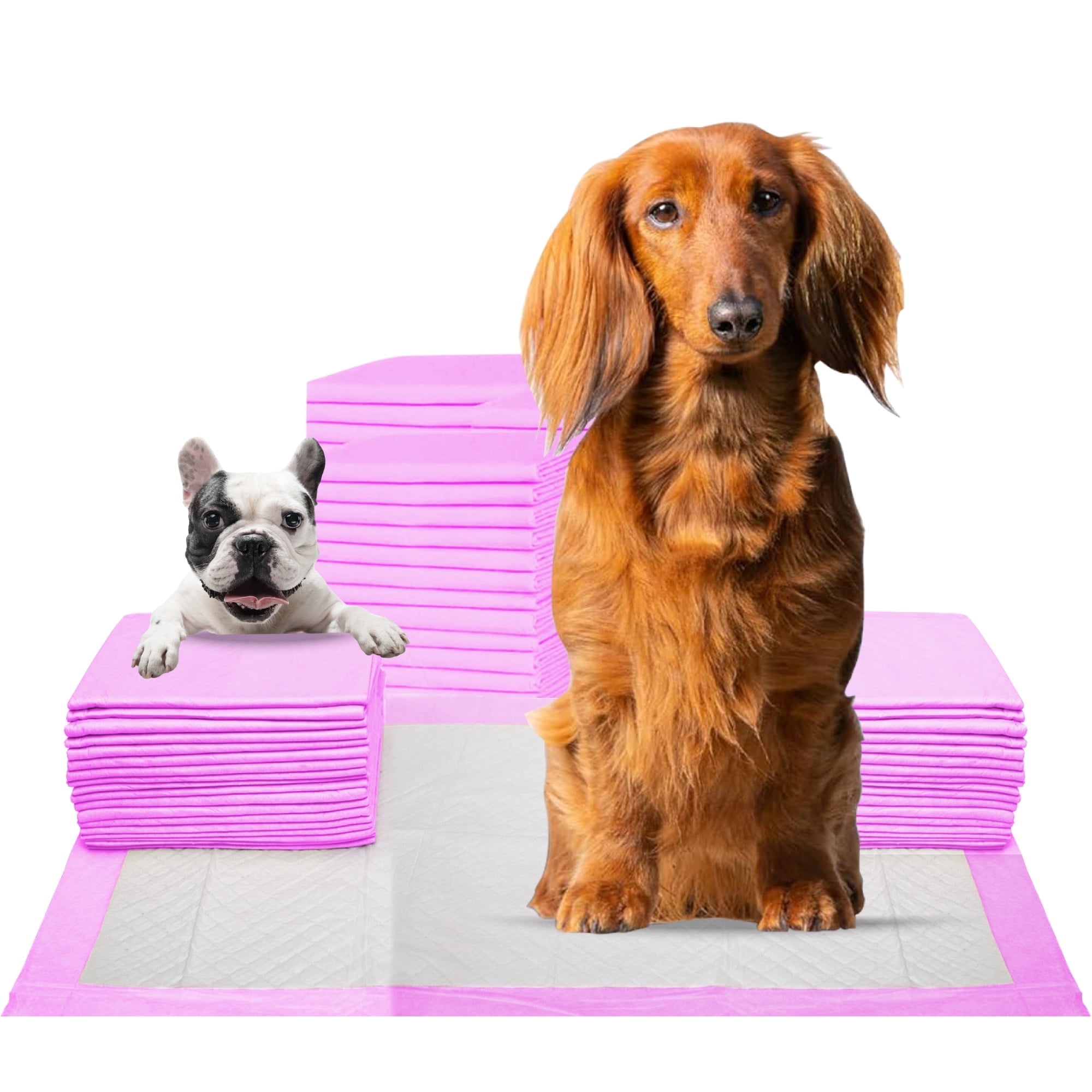 Pink Ultra Absorbent Leak-Proof Puppy Training Pads, 13x18 Inches, Pack of 100