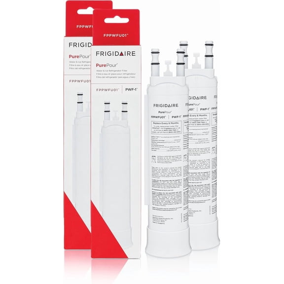 FPPWFU01 PurePour PWF-1 Refrigerator Water Filter for Frigidaire, NSF 42/53/401 Certified, 200 Gallon, White,2 Pack