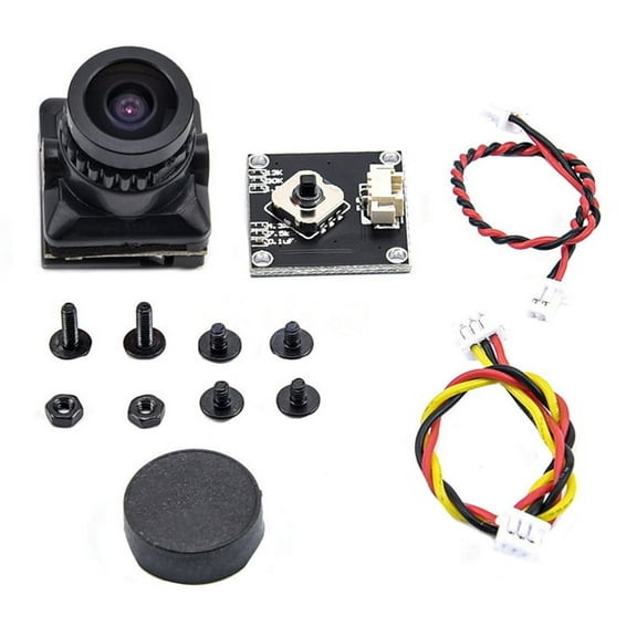 FPV Camera HD 1500TVL 2.1MM Wide Angle with OSD Adjustment Board for FPV RC Racing Drone Accessories,Black,1 * FPV Camera kit,Black