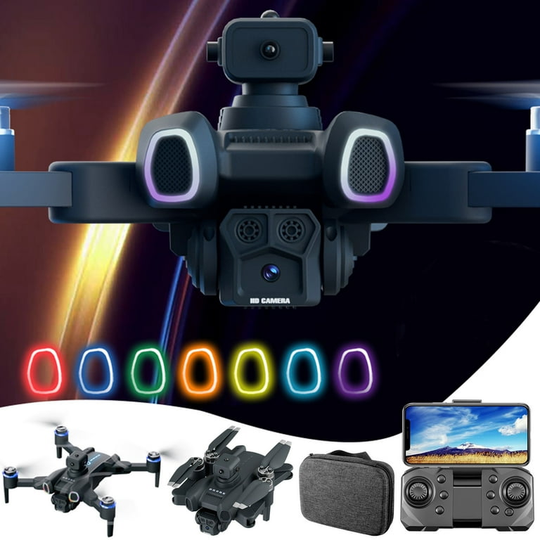 JY03 Drone with 1080P HD Camera for Adults and Kids, FPV RC Quadcopter with  LED Lights and Optical flow Sensor, 2 Batteries, Black