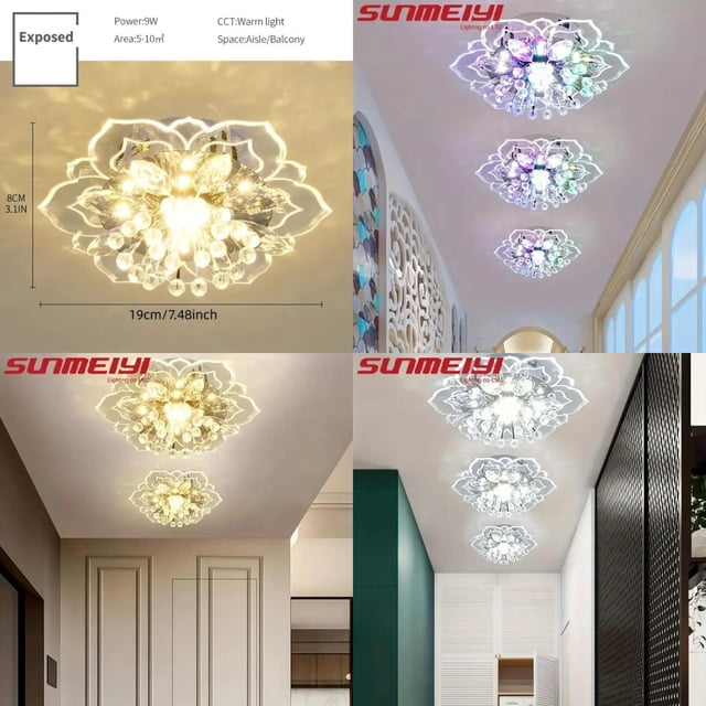 FPWNGL Modern Crystal Petals LED Ceiling Lights Aisle Hallway Corridor