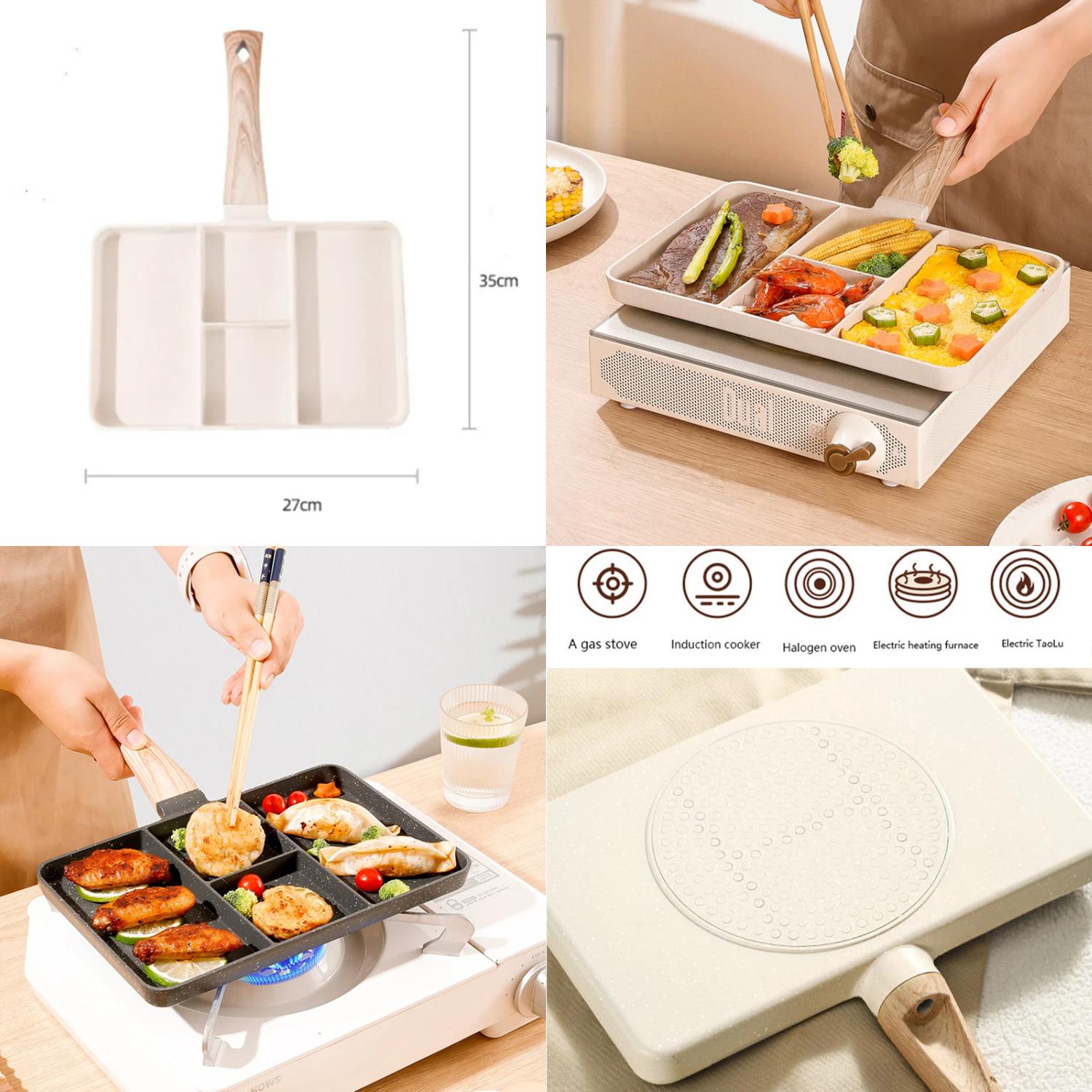 FPWNGL Thickened Grid 4Hole Nonstick Steak Frying Pan Omelet Pot and