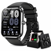 FPZMIU 1.83" Display Smart Watch, High-Definition Fitness Watch with Always-On Touchscreen for Men Women, Black