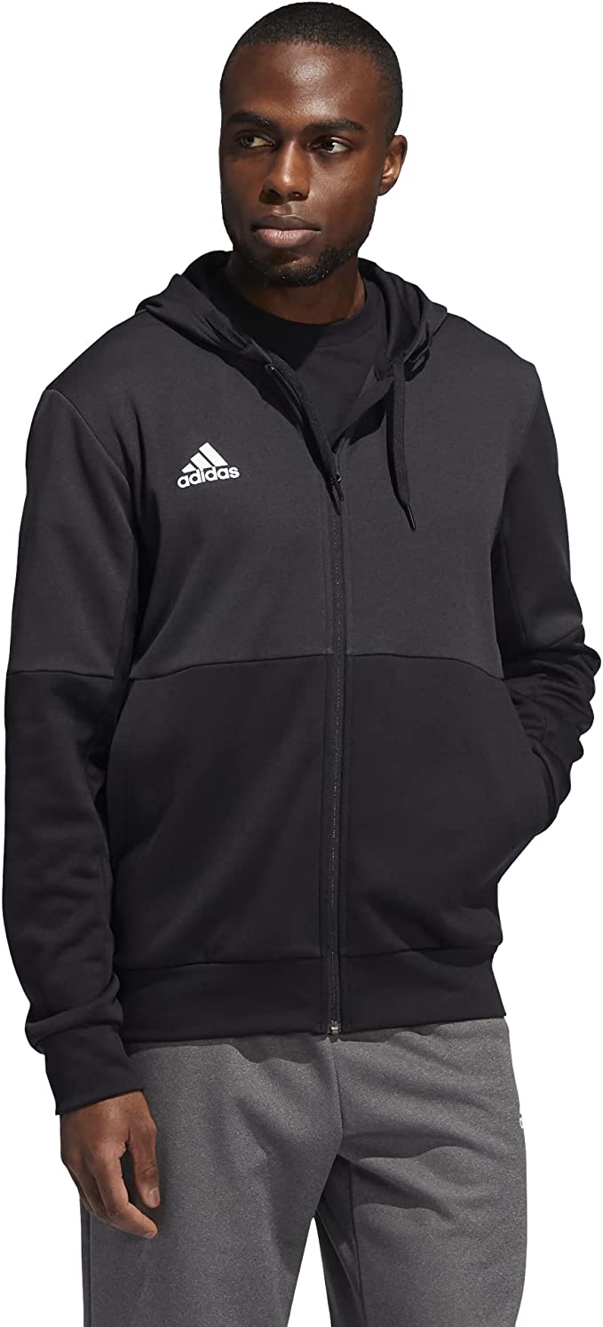 FQ0079 Adidas Men's Team Issue Full Zip Jacket Black Melange/White