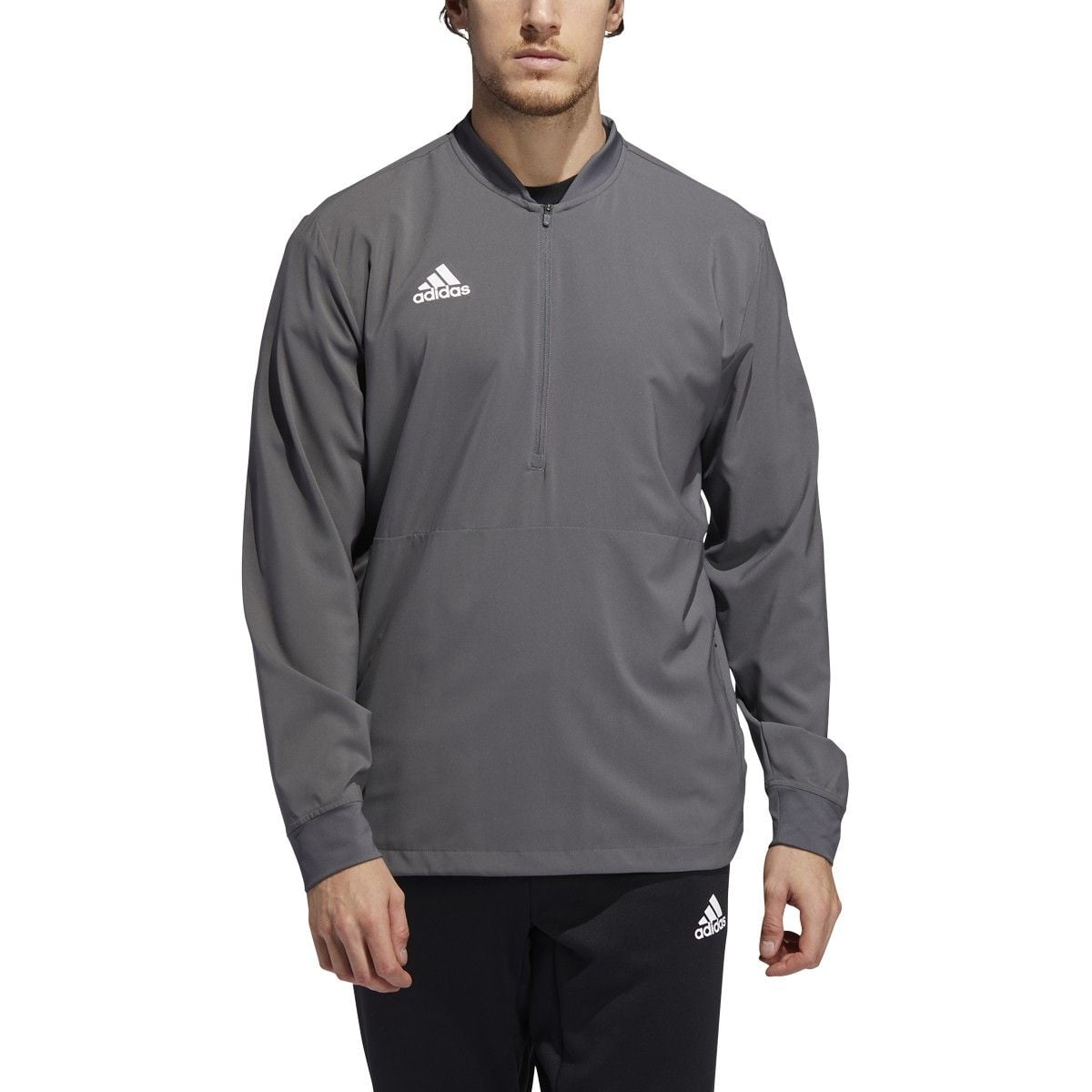 FQ1748 Adidas Long Sleeve 1/4 Zip Top Men's Casual Grey Five/White S