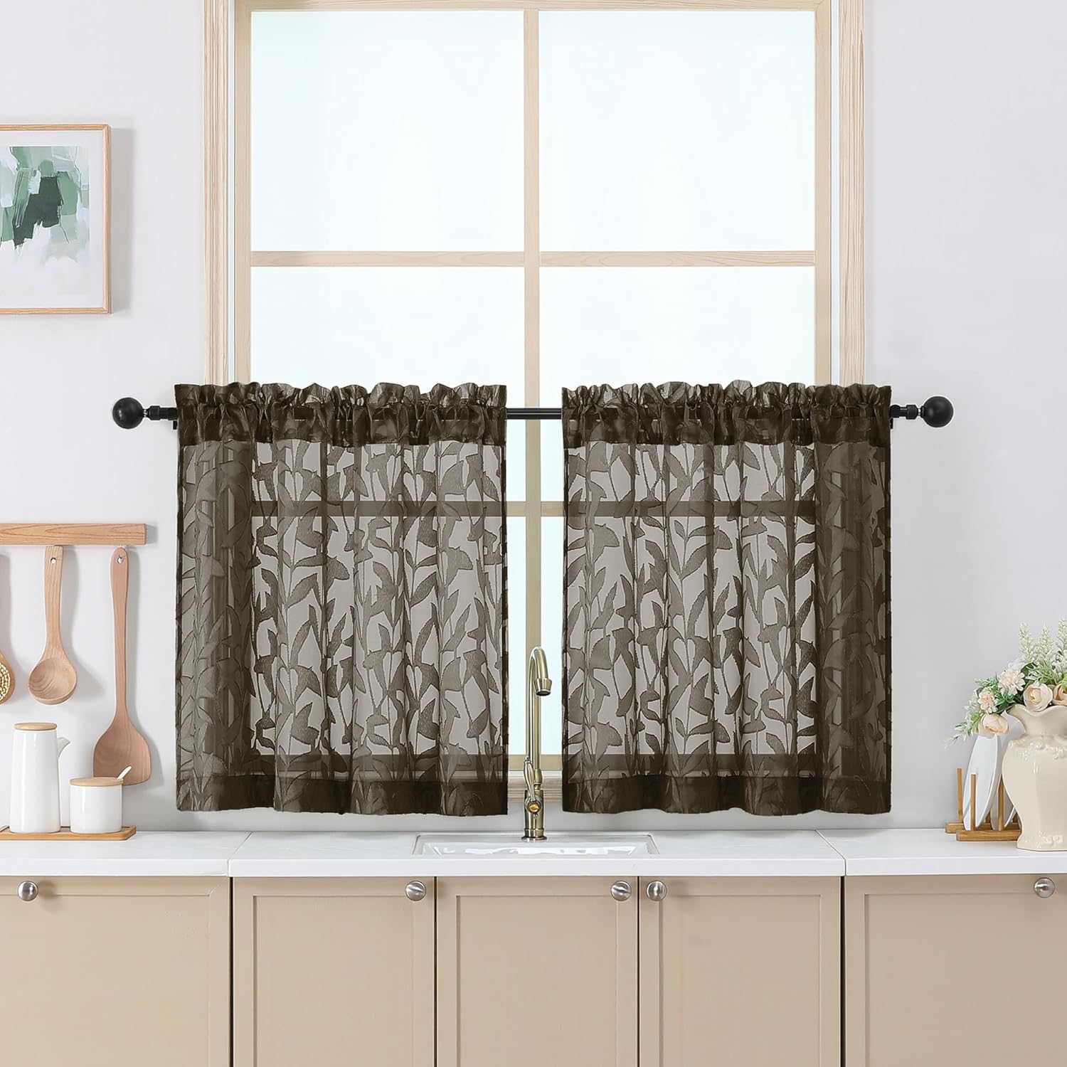 FQAZFJ-Chocolate Brown Curtains 24 Inch Length, Light Filtering Clip ...