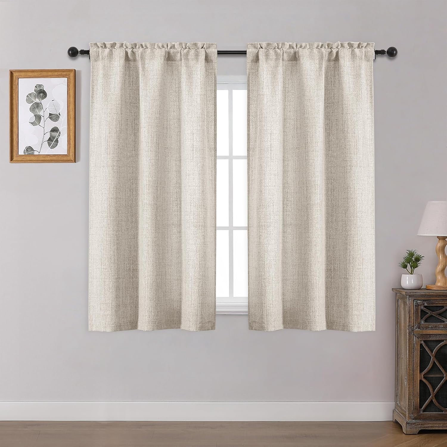 FQAZFJ-Linen Short Curtains for Small Window 45 Inch Length 2 Panels ...
