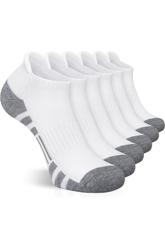 FQY Ankle Athletic Running Socks Low Cut Sports Socks Breathable Cushioned Tab Socks for Men Women 6 Pairs