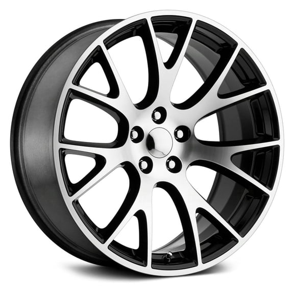 FR 70 20 inch Custom Alloy for Dodge Hellcat Replica Wheel 20"x9.5" Gloss Black with Machined Face - Offset 15mm