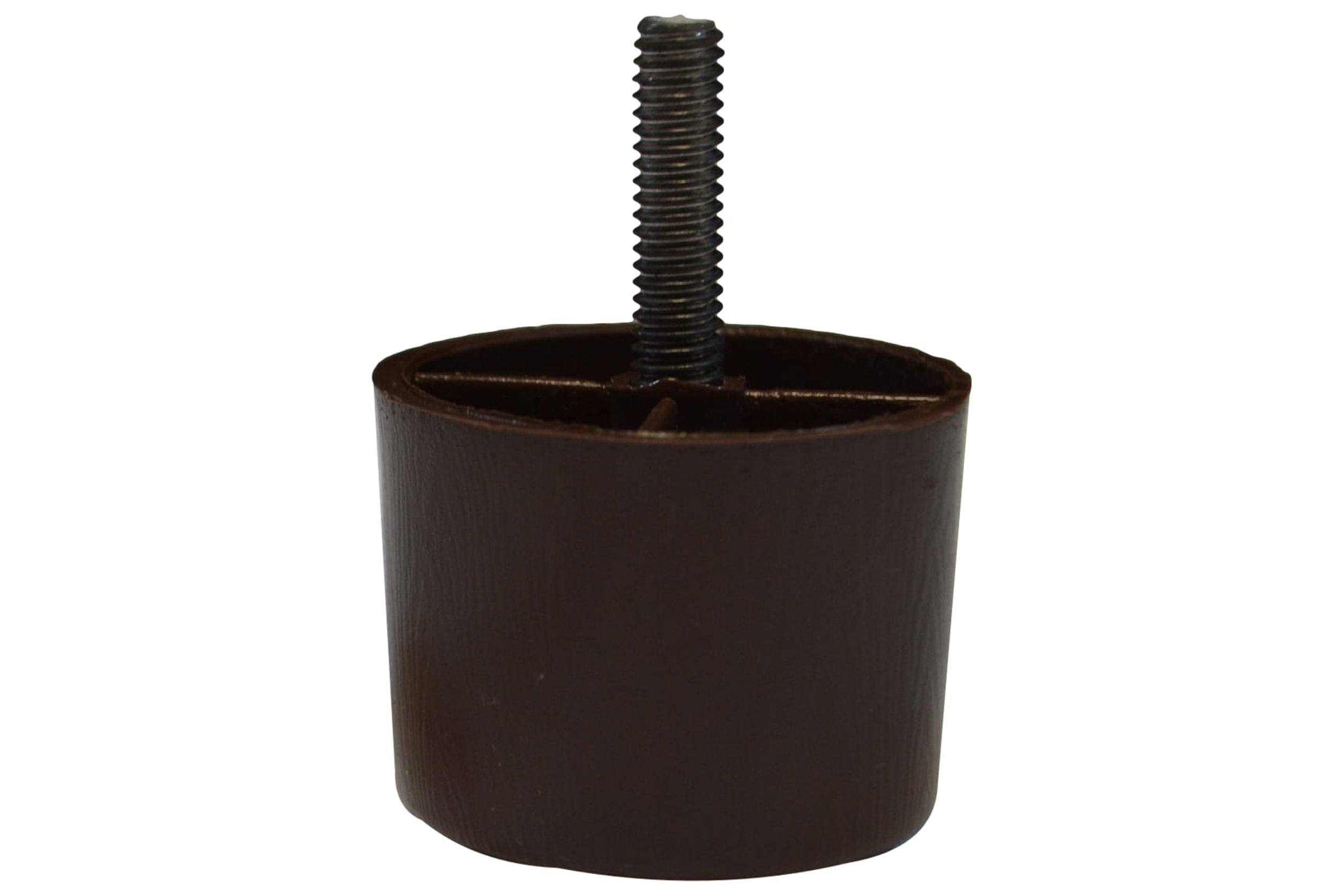 FR Brown Plastic Furniture Leg 1 1/2" Tall, 2" Diameter, 5/16" Hanger